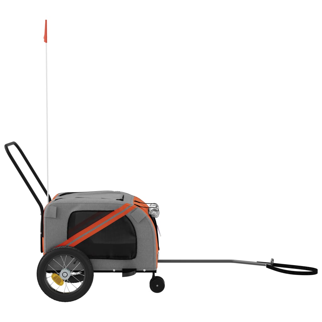 vidaXL Remorque de vélo pour animaux de compagnie orange et noir