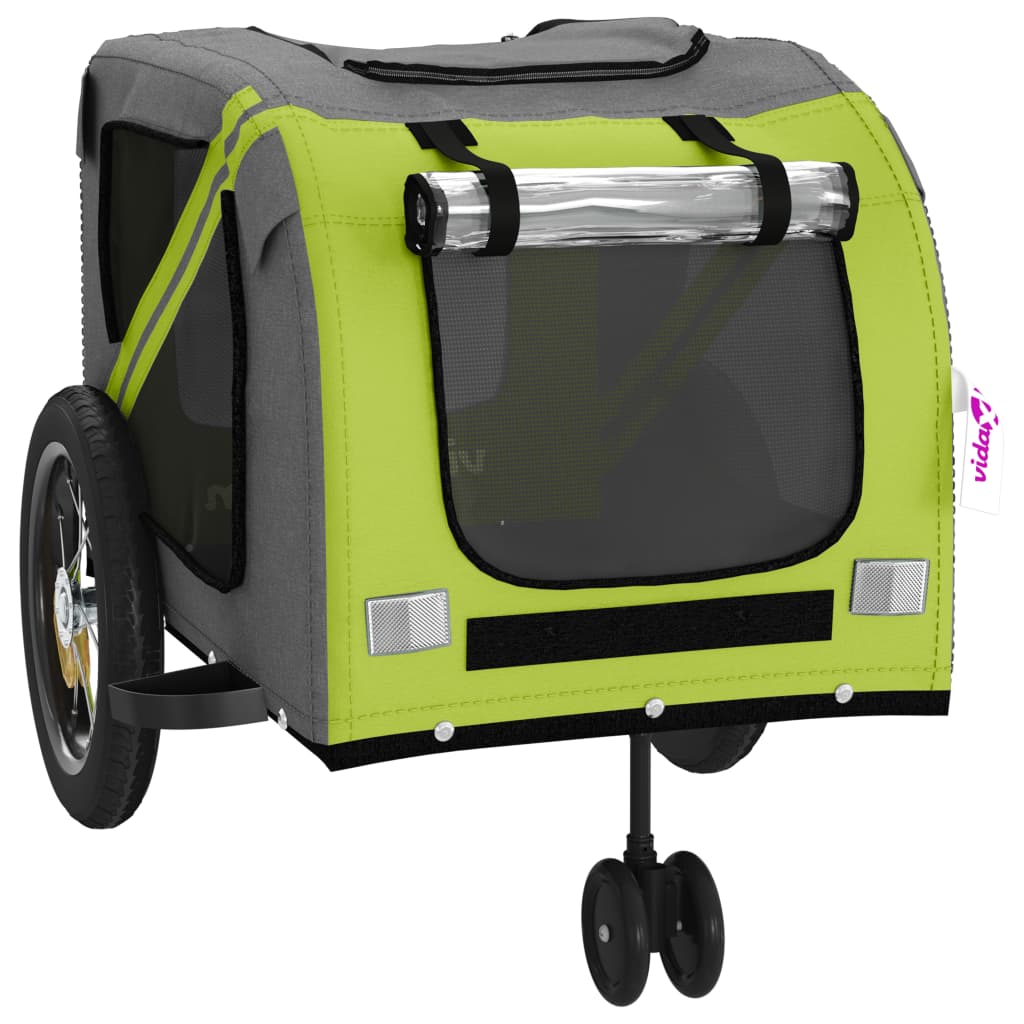vidaXL Remorque de vélo pour animaux de compagnie vert et noir