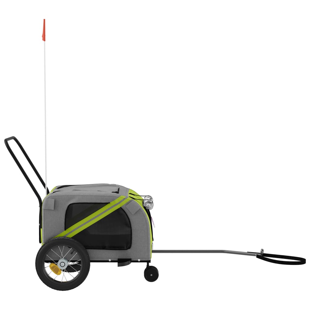 vidaXL Remorque de vélo pour animaux de compagnie vert et noir