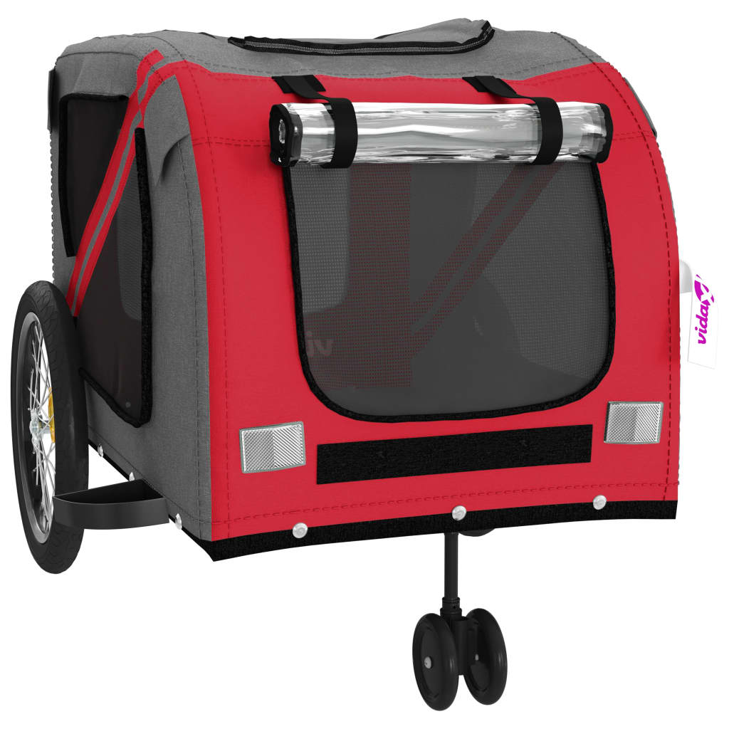 vidaXL Remorque de vélo pour animaux de compagnie rouge et gris