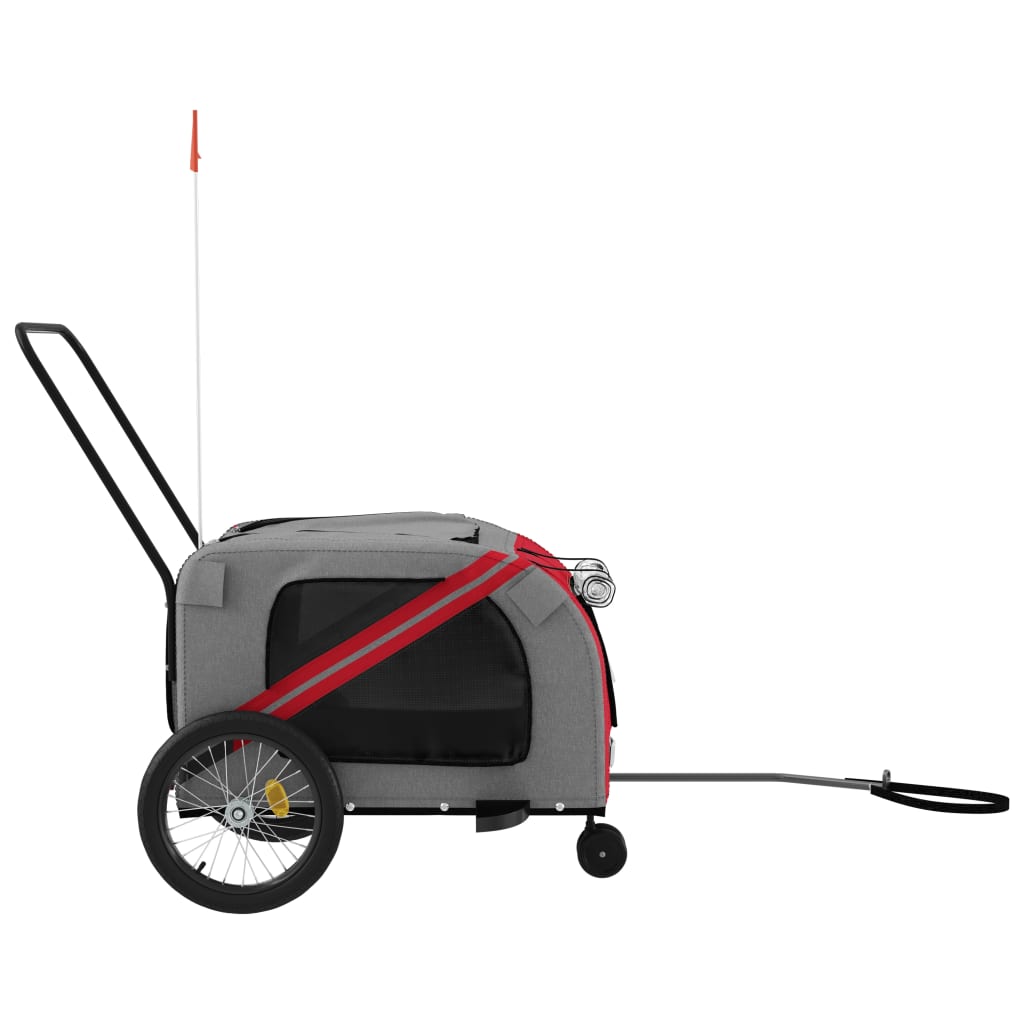 vidaXL Remorque de vélo pour animaux de compagnie rouge et gris