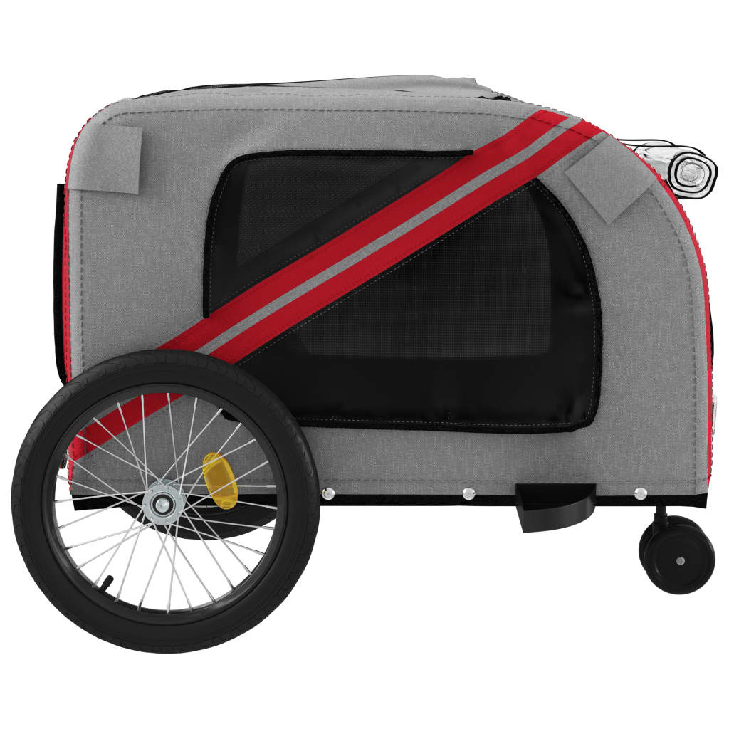 vidaXL Remorque de vélo pour animaux de compagnie rouge et gris