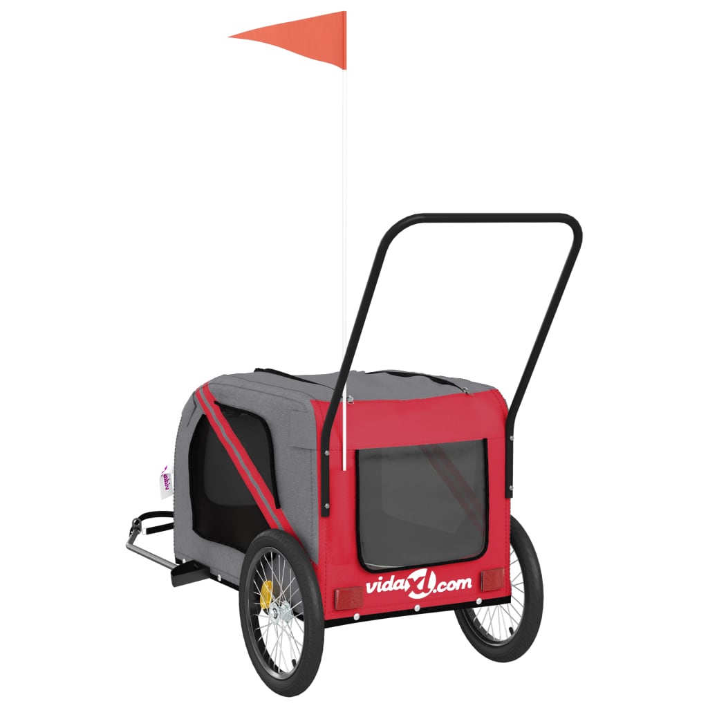 vidaXL Remorque de vélo pour animaux de compagnie rouge et gris