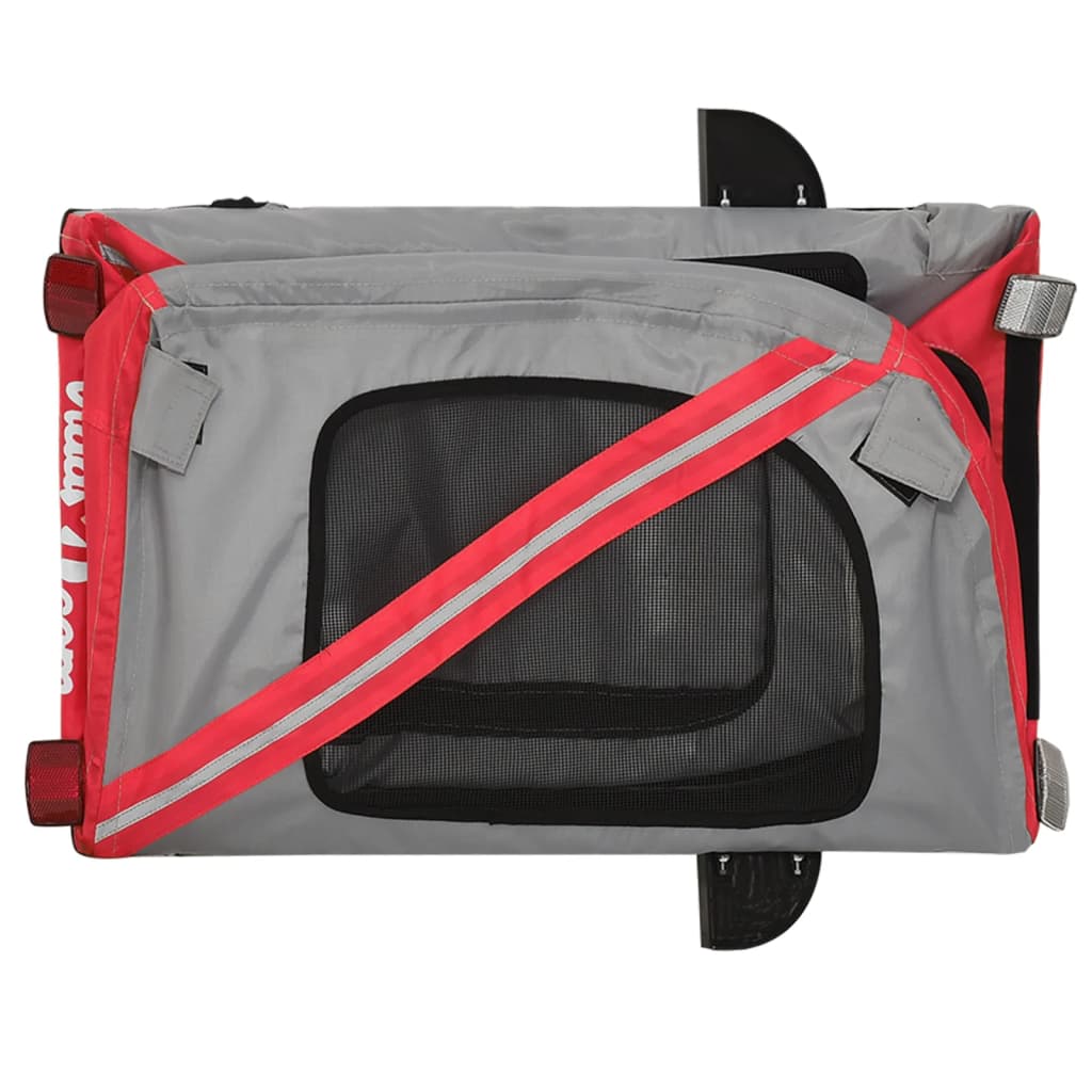 vidaXL Remorque de vélo pour animaux de compagnie rouge et gris