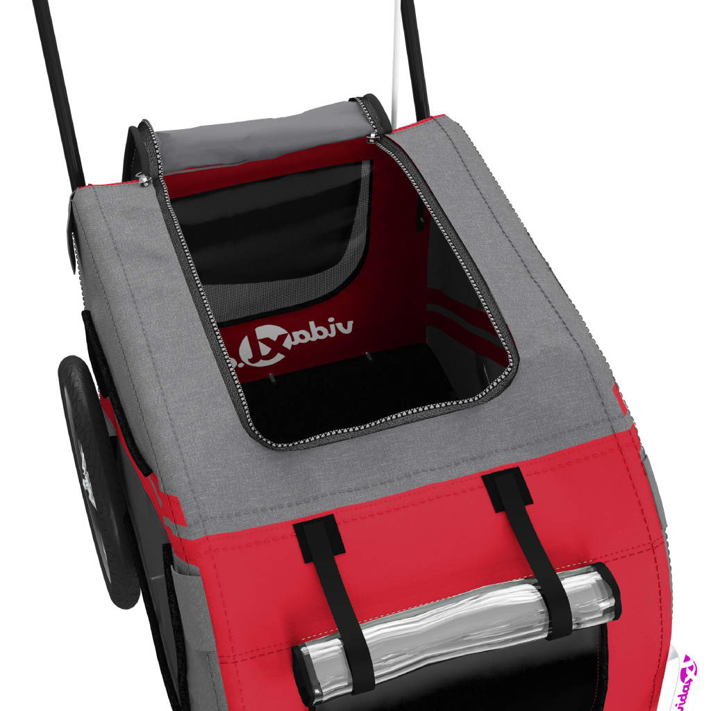 vidaXL Remorque de vélo pour animaux de compagnie rouge et gris