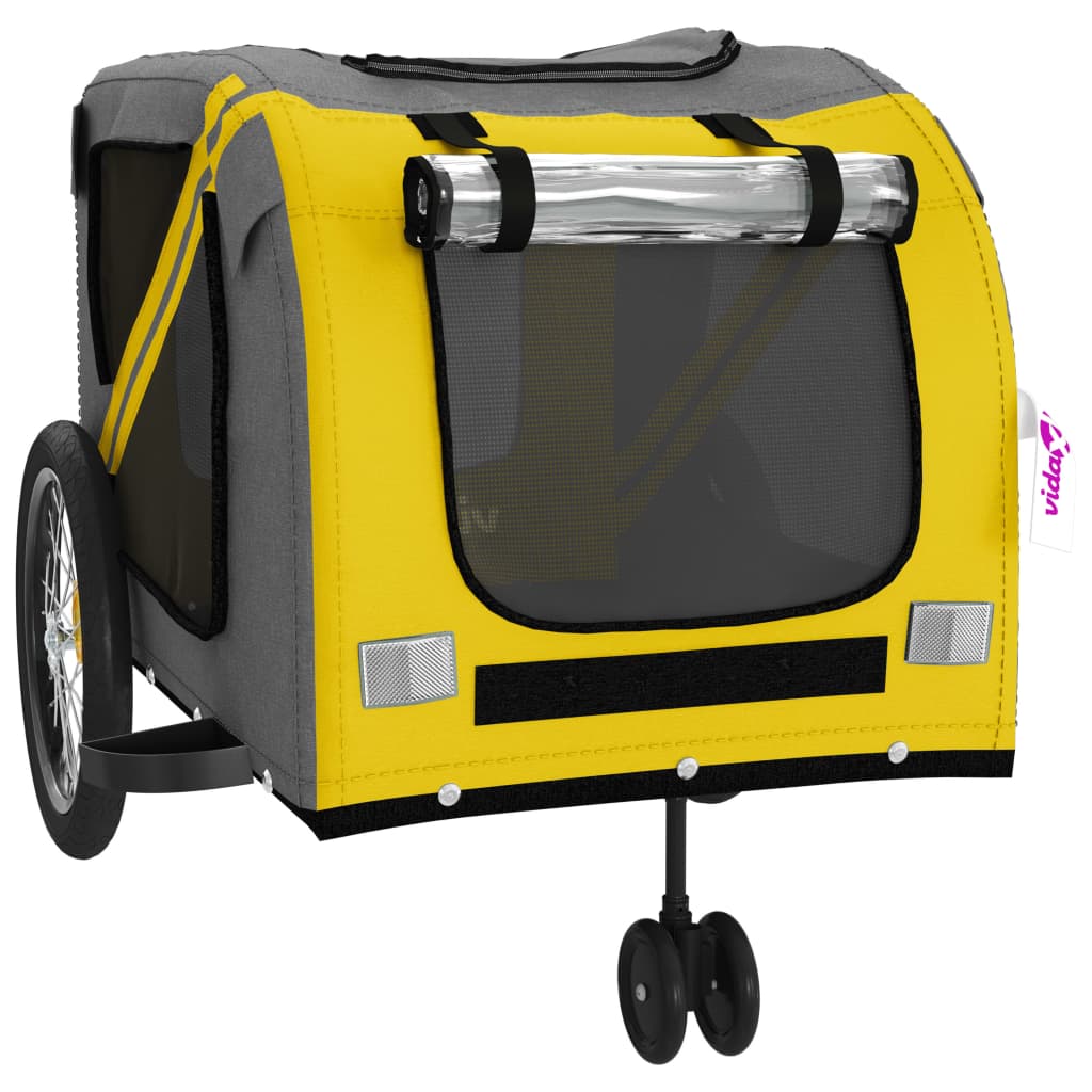 vidaXL Remorque de vélo pour animaux de compagnie jaune et gris
