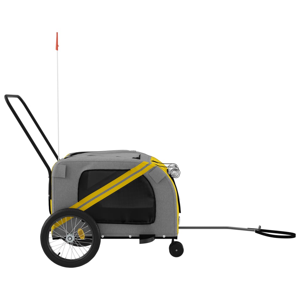 vidaXL Remorque de vélo pour animaux de compagnie jaune et gris