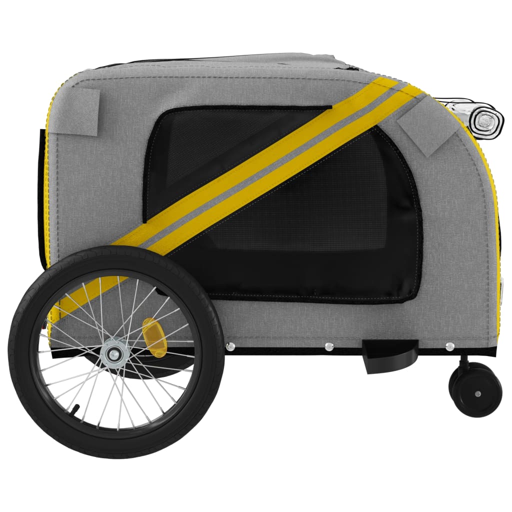 vidaXL Remorque de vélo pour animaux de compagnie jaune et gris