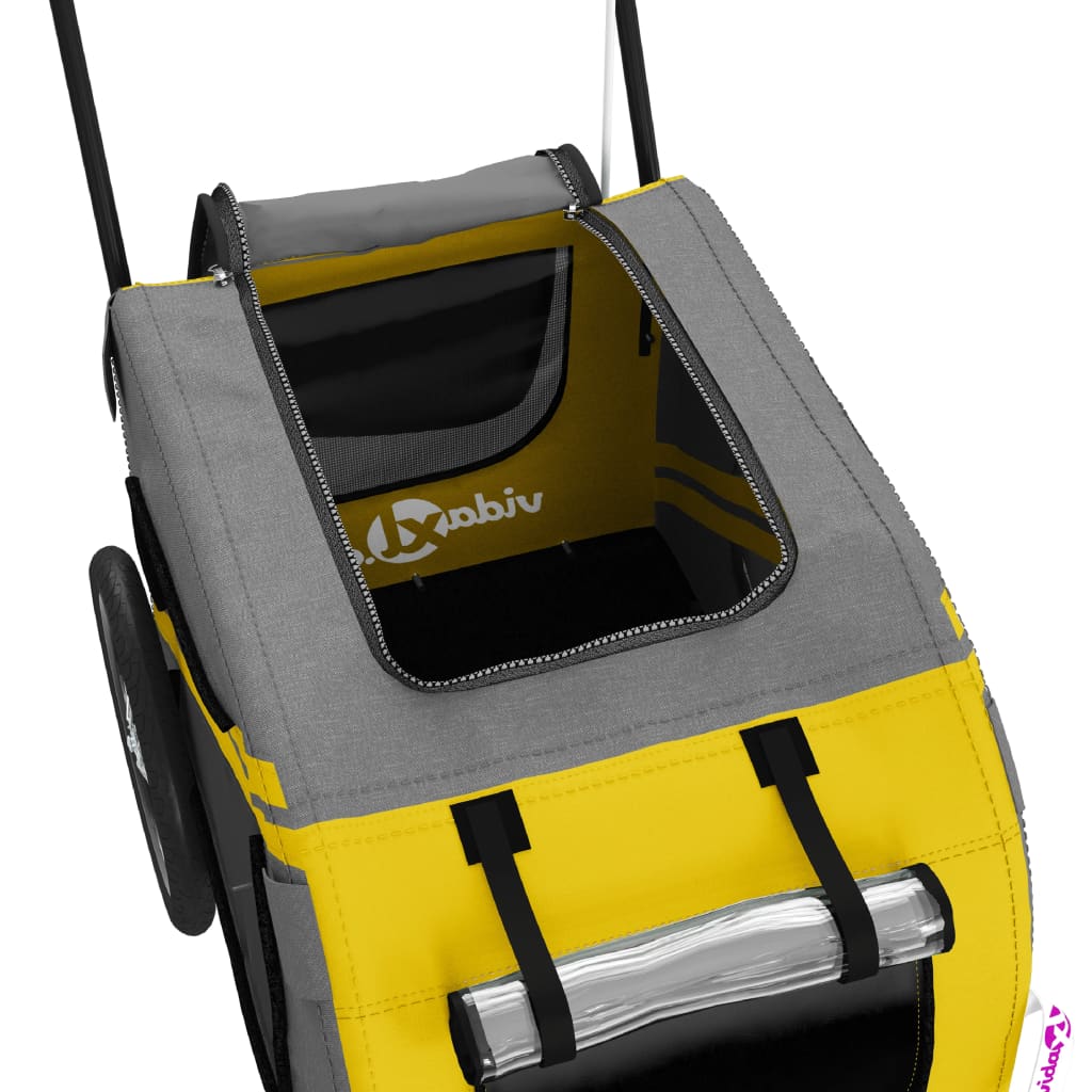 vidaXL Remorque de vélo pour animaux de compagnie jaune et gris