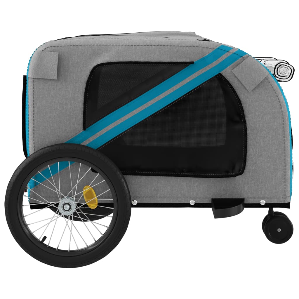 vidaXL Remorque de vélo pour animaux de compagnie bleu et gris