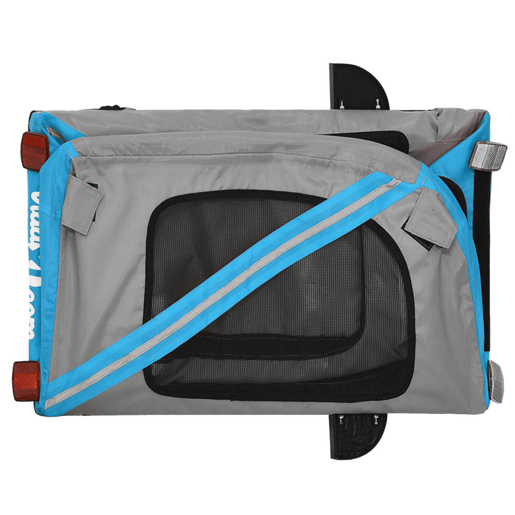 vidaXL Remorque de vélo pour animaux de compagnie bleu et gris