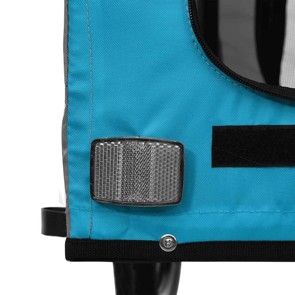 vidaXL Remorque de vélo pour animaux de compagnie bleu et gris