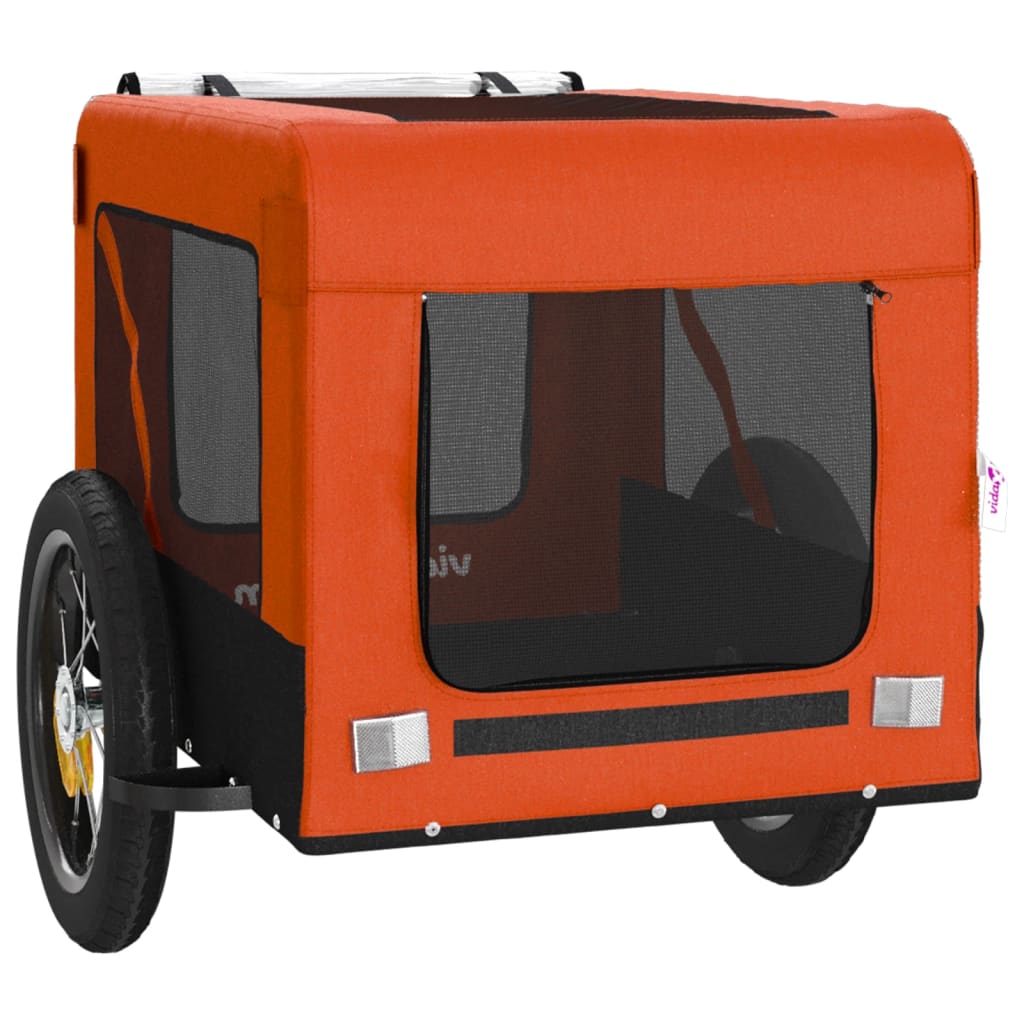 vidaXL Remorque de vélo pour animaux de compagnie orange et noir