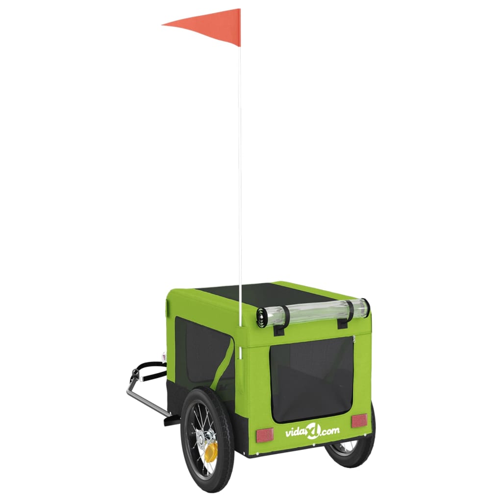 vidaXL Remorque de vélo pour animaux de compagnie vert et noir