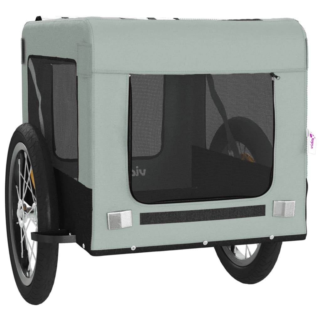 vidaXL Remorque de vélo pour animaux de compagnie gris et noir