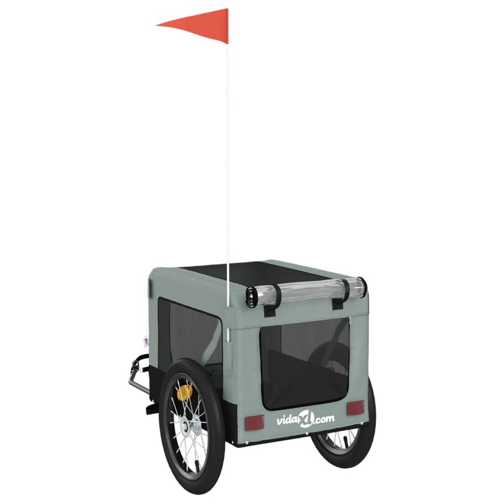 vidaXL Remorque de vélo pour animaux de compagnie gris et noir