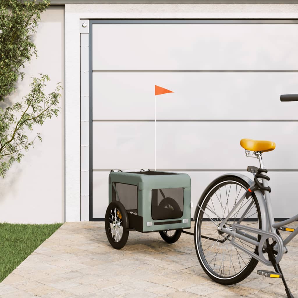 vidaXL Remorque de vélo pour animaux de compagnie gris et noir