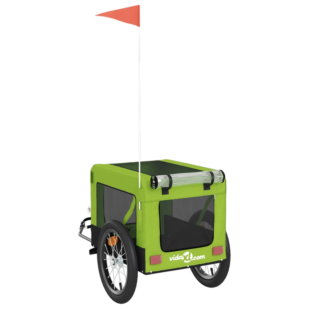 vidaXL Remorque de vélo pour animaux de compagnie vert et noir