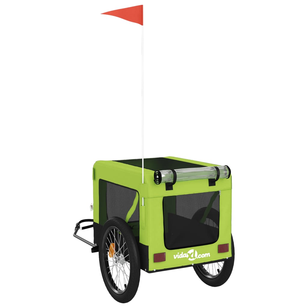 vidaXL Remorque de vélo pour animaux de compagnie vert et noir