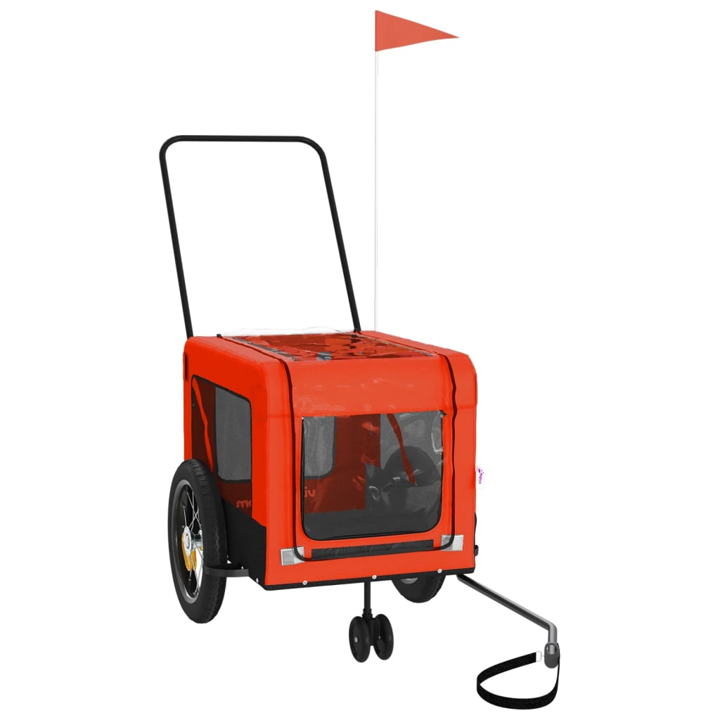 vidaXL Remorque de vélo pour animaux de compagnie orange et noir