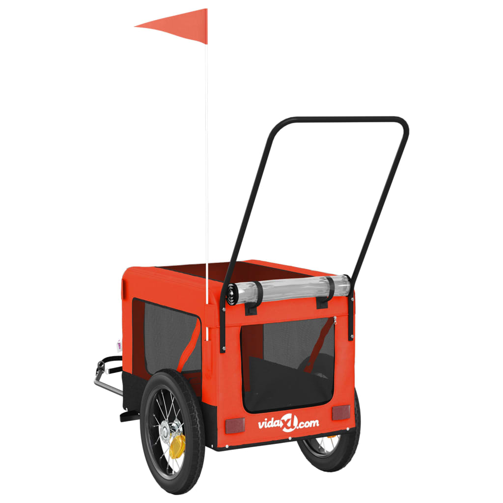 vidaXL Remorque de vélo pour animaux de compagnie orange et noir