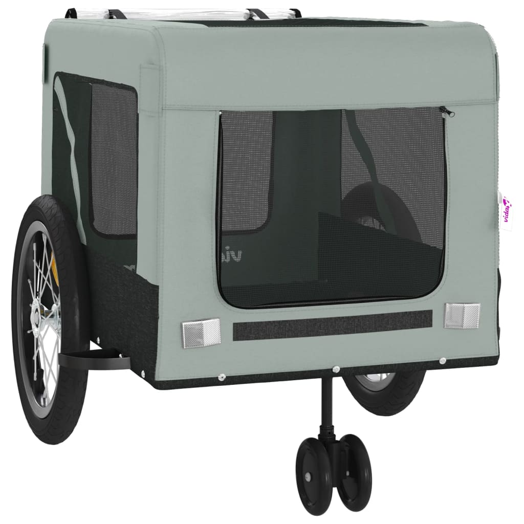 vidaXL Remorque de vélo pour animaux de compagnie gris et noir