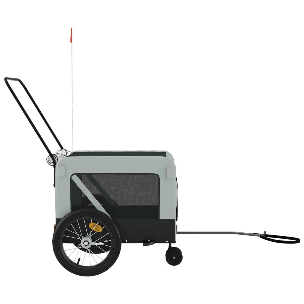 vidaXL Remorque de vélo pour animaux de compagnie gris et noir