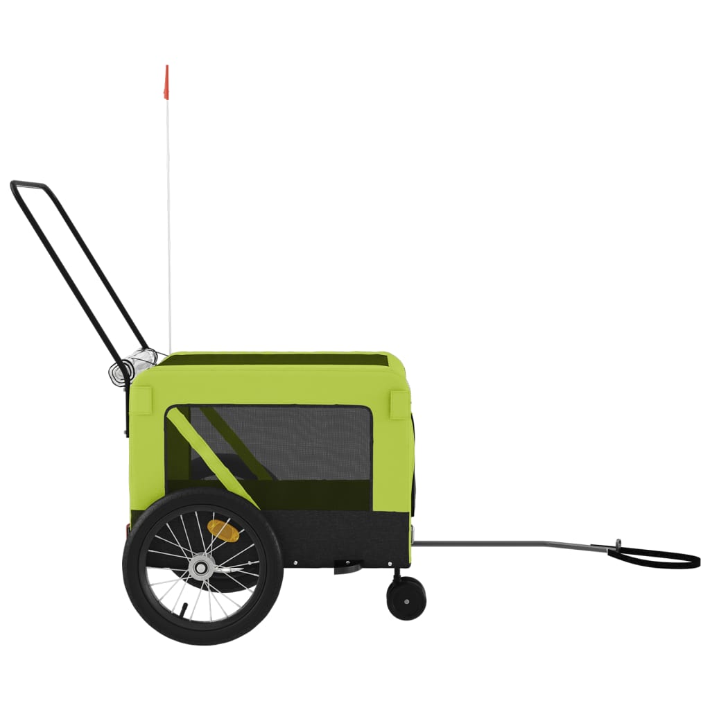 vidaXL Remorque de vélo pour animaux de compagnie vert et noir