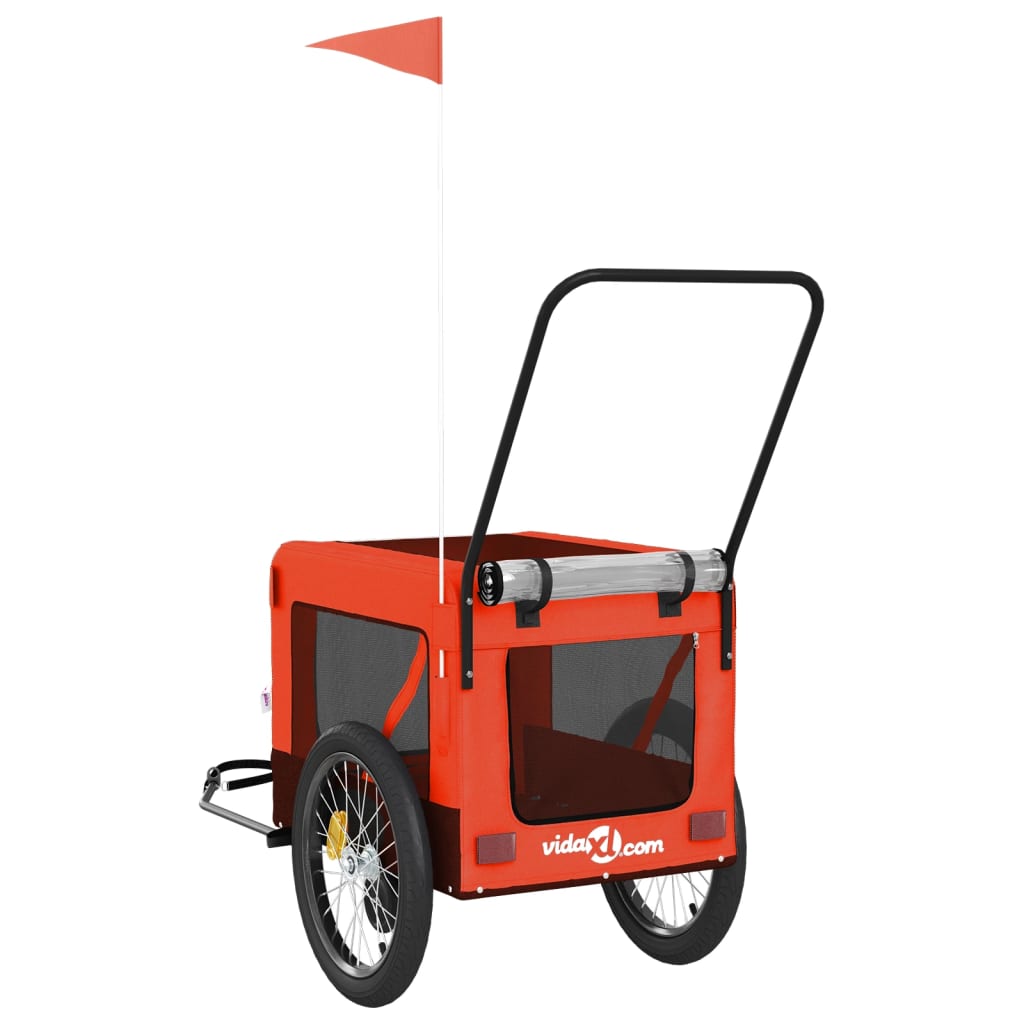 vidaXL Remorque de vélo pour animaux de compagnie orange et noir