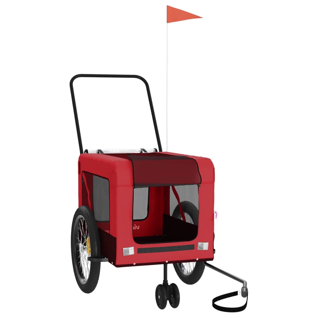 vidaXL Remorque de vélo pour animaux de compagnie rouge et noir