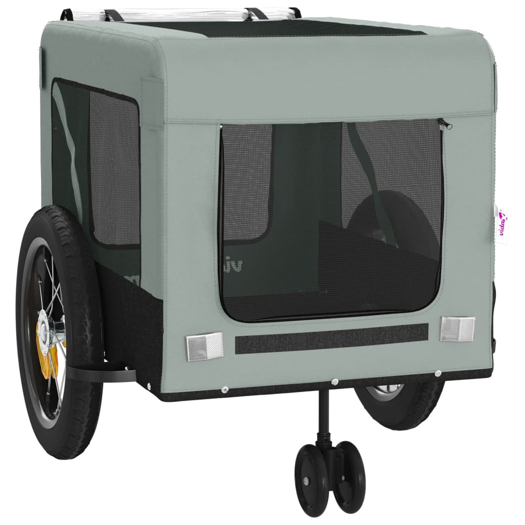 vidaXL Remorque de vélo pour animaux de compagnie gris et noir