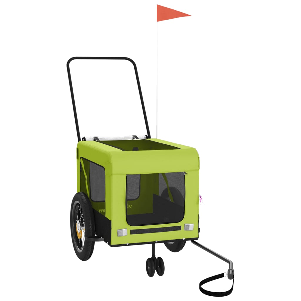 vidaXL Remorque de vélo pour animaux de compagnie vert et noir