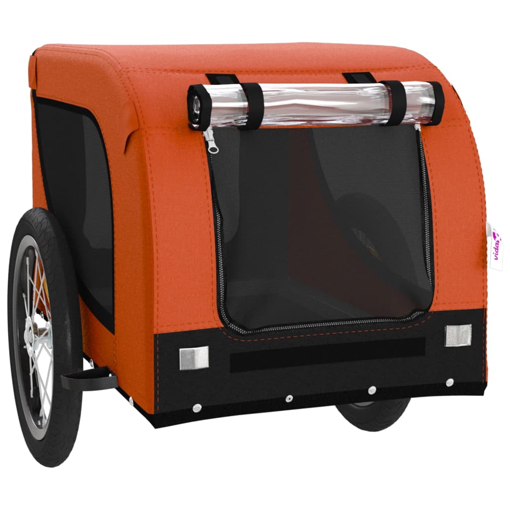 vidaXL Remorque de vélo pour animaux de compagnie orange et noir