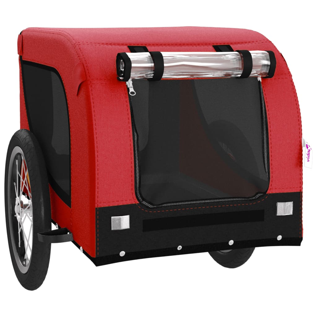 vidaXL Remorque de vélo pour animaux de compagnie rouge et noir