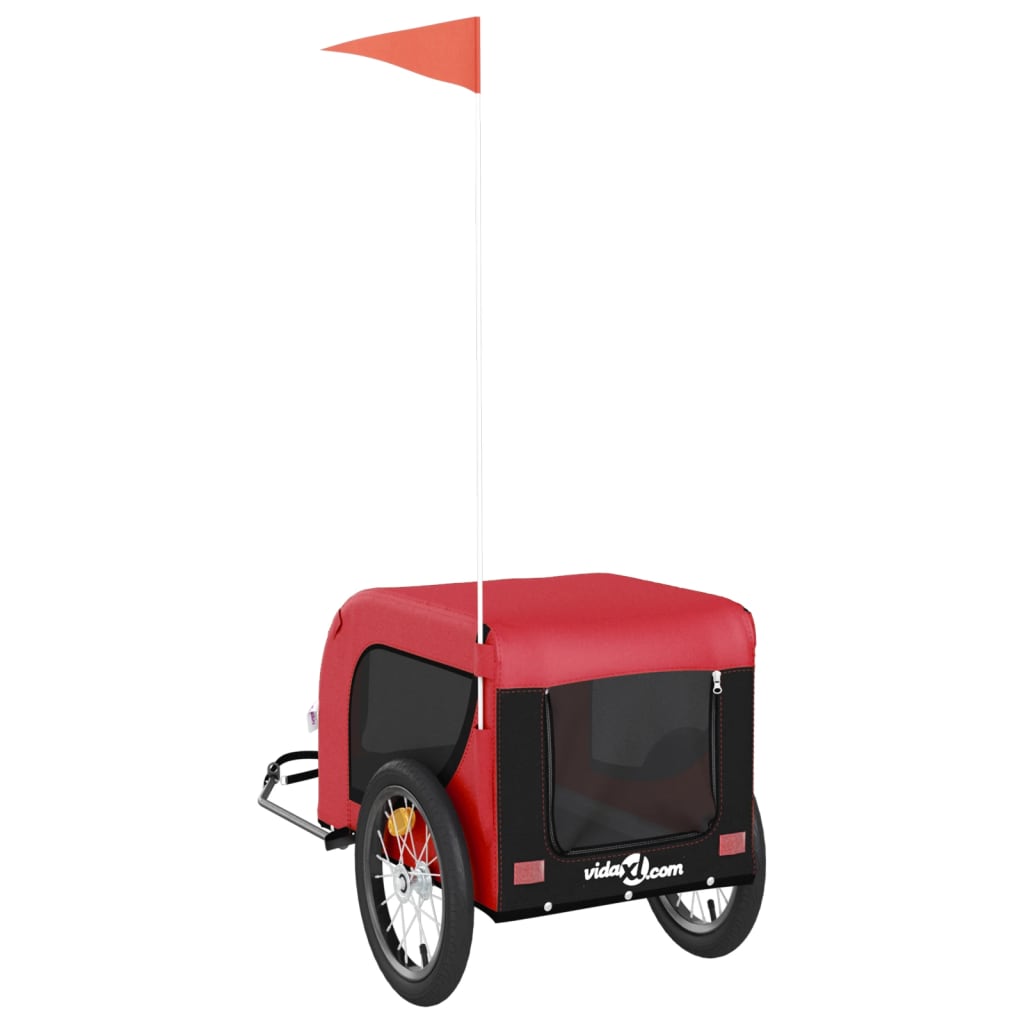 vidaXL Remorque de vélo pour animaux de compagnie rouge et noir