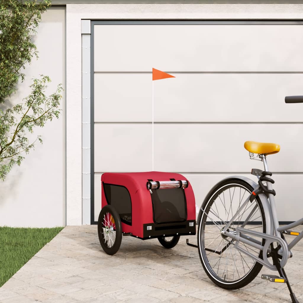 vidaXL Remorque de vélo pour animaux de compagnie rouge et noir
