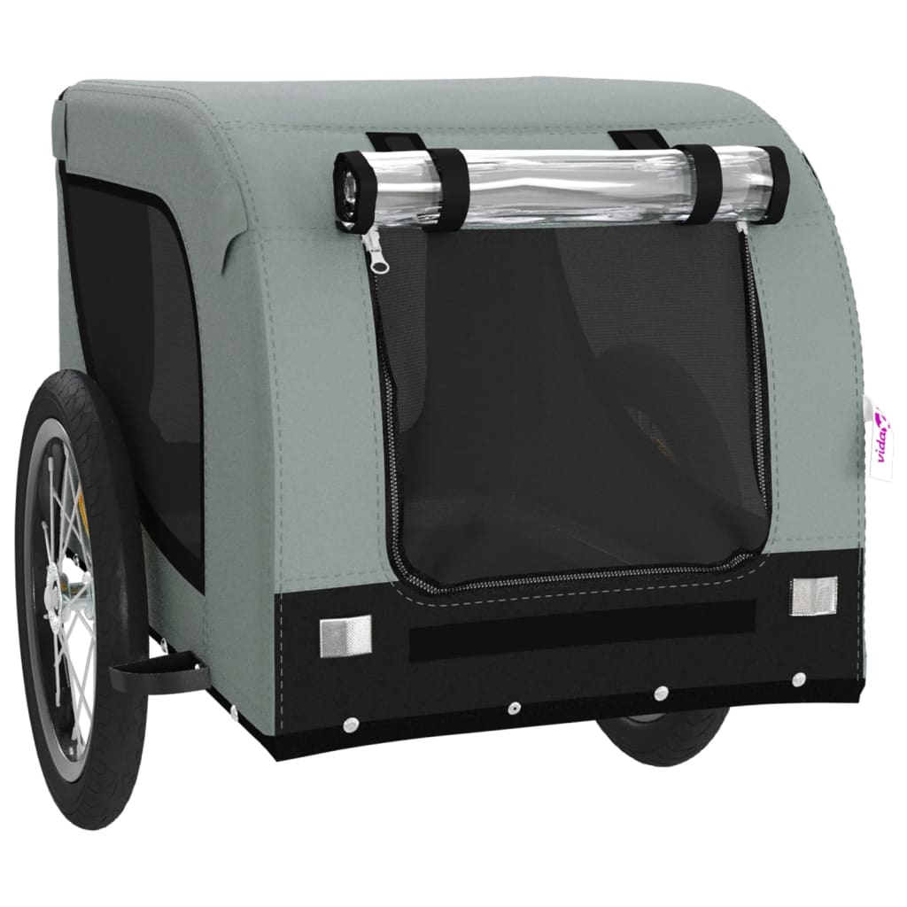 vidaXL Remorque de vélo pour animaux de compagnie gris et noir
