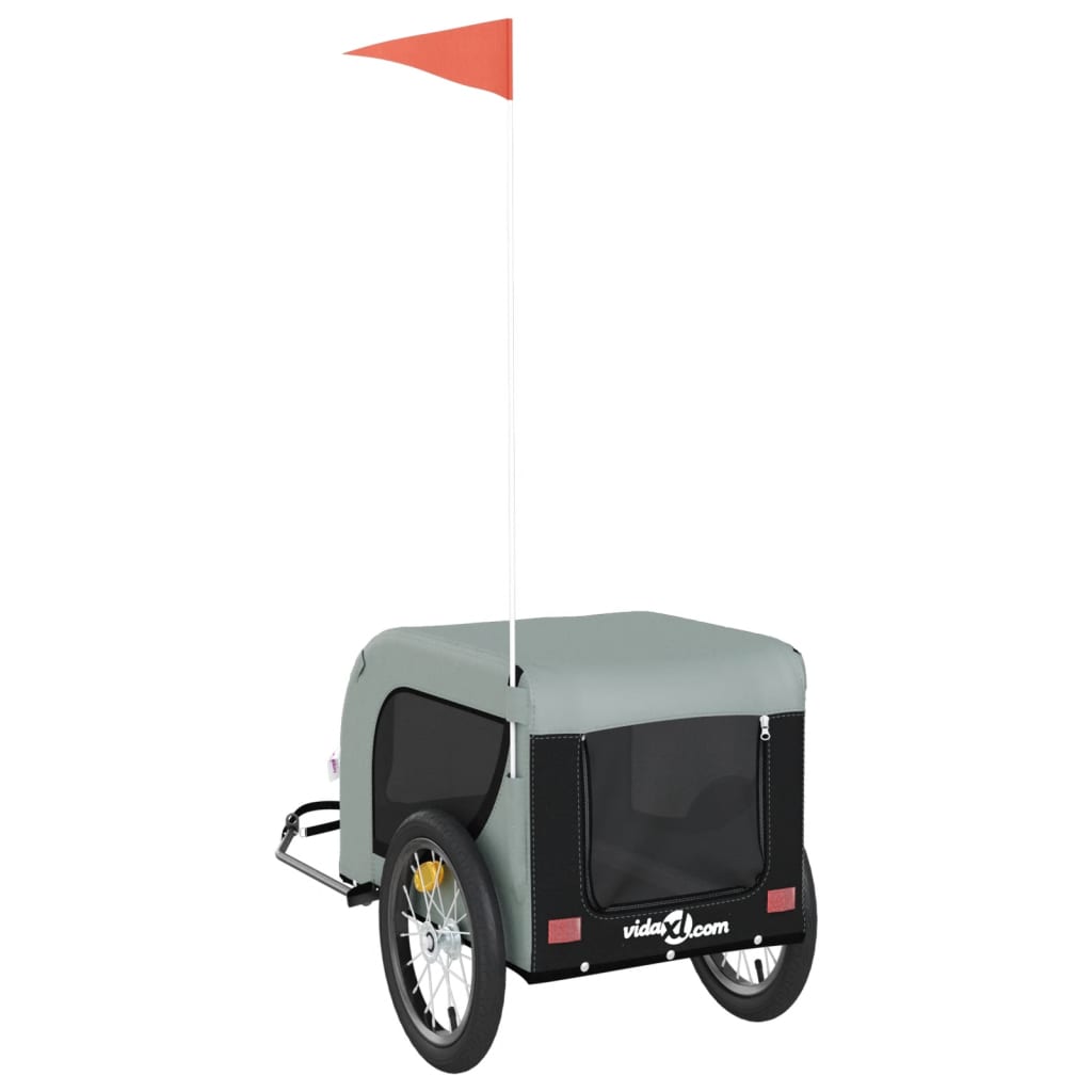 vidaXL Remorque de vélo pour animaux de compagnie gris et noir
