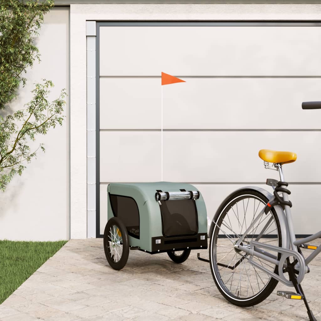vidaXL Remorque de vélo pour animaux de compagnie gris et noir