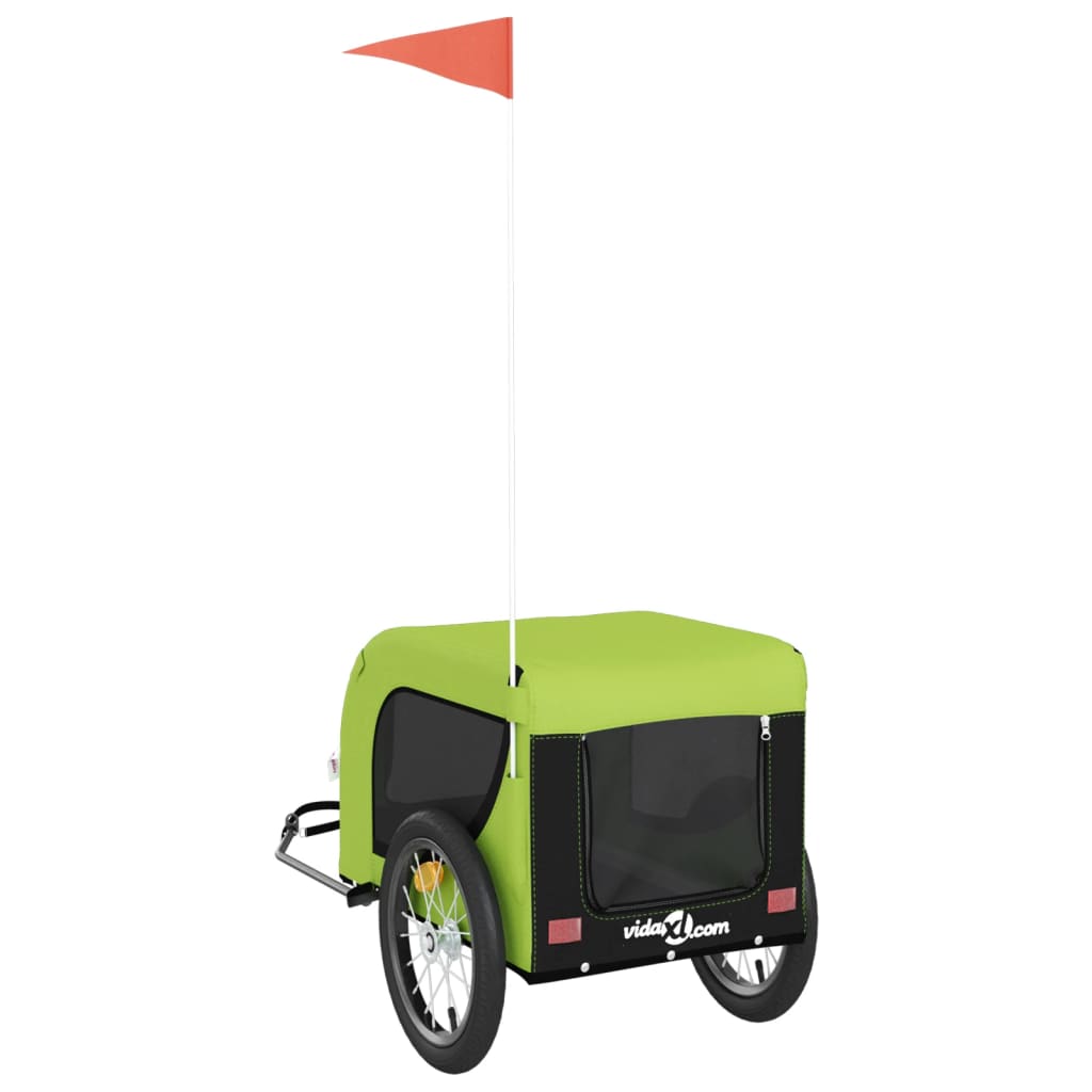 vidaXL Remorque de vélo pour animaux de compagnie vert et noir