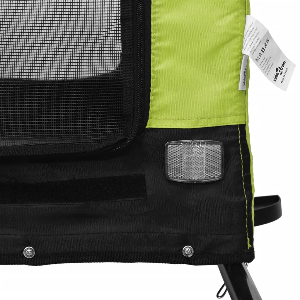 vidaXL Remorque de vélo pour animaux de compagnie vert et noir
