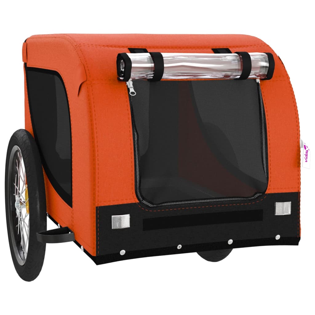 vidaXL Remorque de vélo pour animaux de compagnie orange et noir