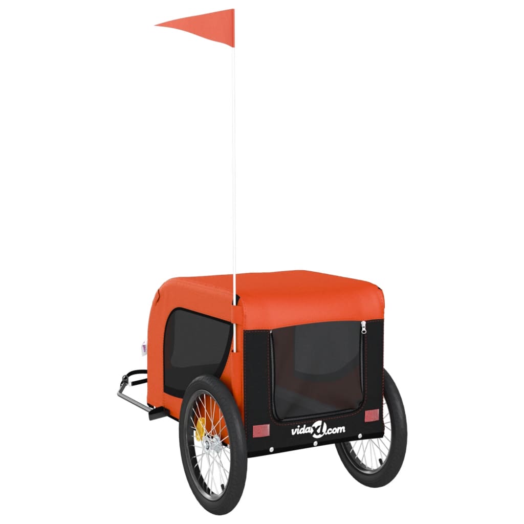 vidaXL Remorque de vélo pour animaux de compagnie orange et noir