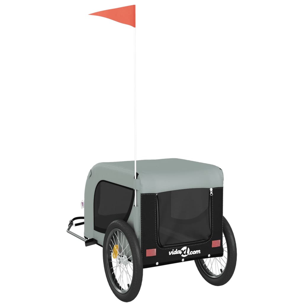 vidaXL Remorque de vélo pour animaux de compagnie gris et noir