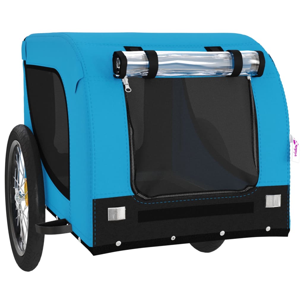vidaXL Remorque de vélo pour animaux de compagnie bleu et noir
