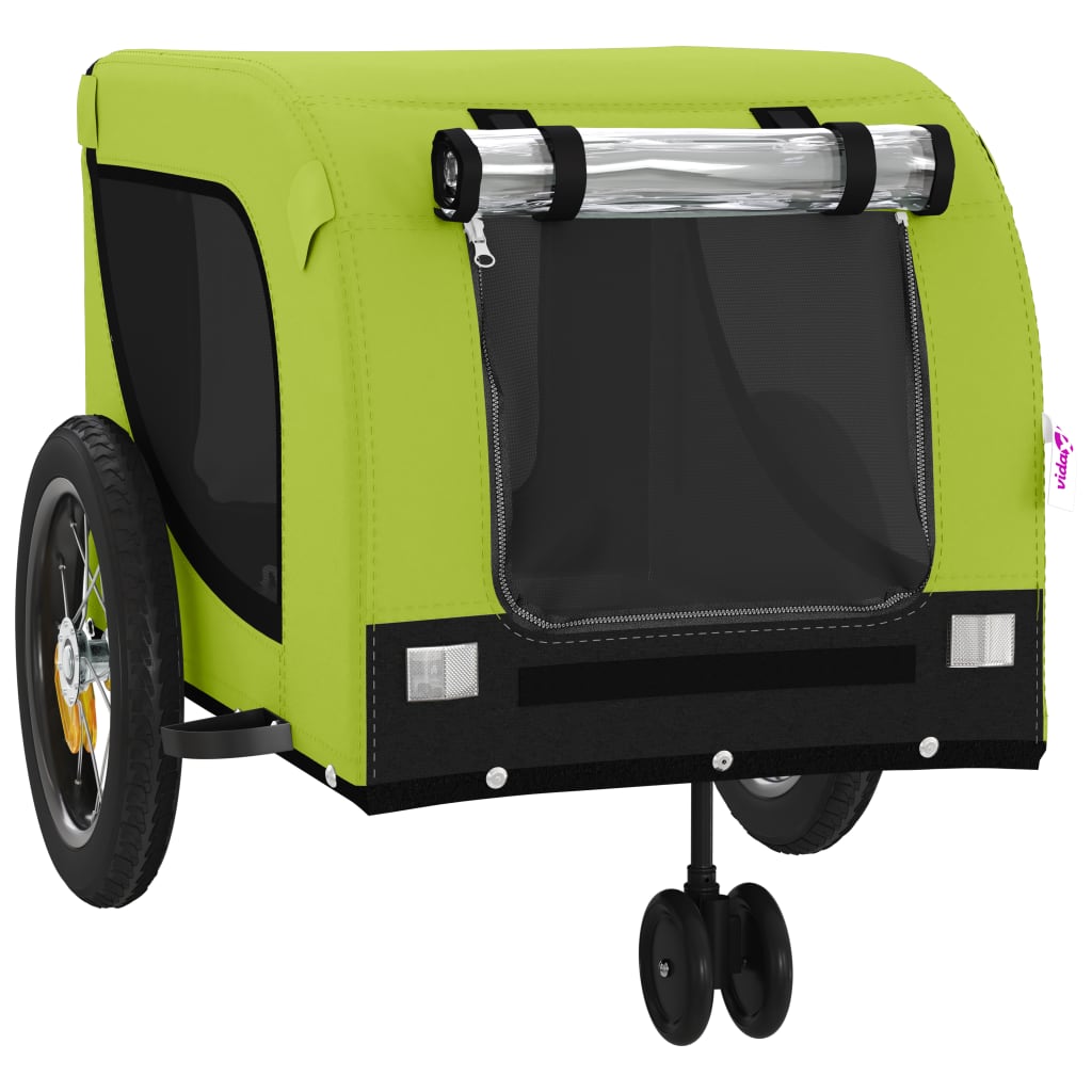 vidaXL Remorque de vélo pour animaux de compagnie vert et noir