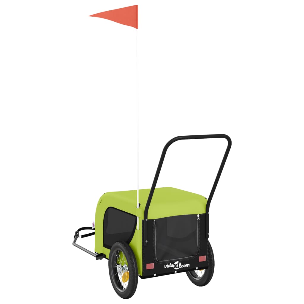 vidaXL Remorque de vélo pour animaux de compagnie vert et noir