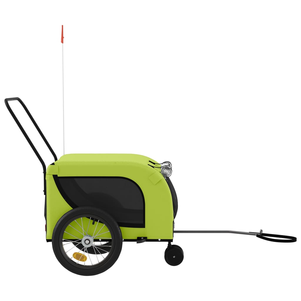vidaXL Remorque de vélo pour animaux de compagnie vert et noir