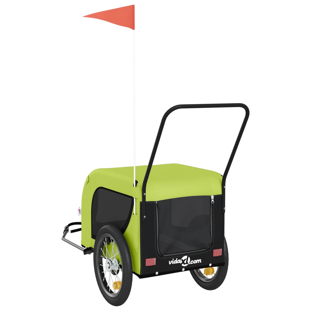 vidaXL Remorque de vélo pour animaux de compagnie vert et noir