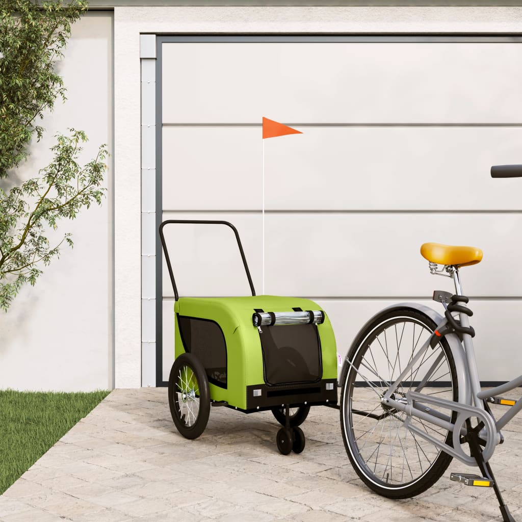 vidaXL Remorque de vélo pour animaux de compagnie vert et noir